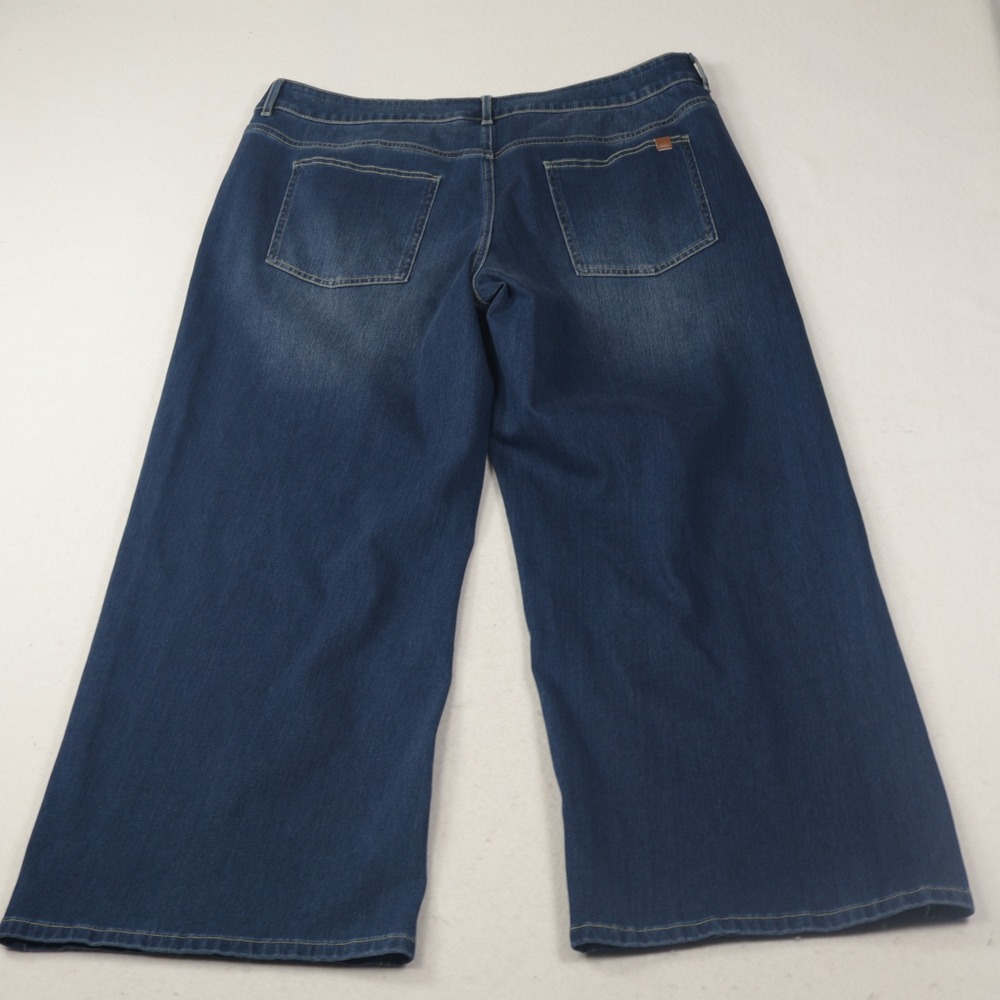 Halara Flex Denim Wide Leg Pants Women XL Blue NEW High Waisted Stretch Pull On - Picture 8 of 9